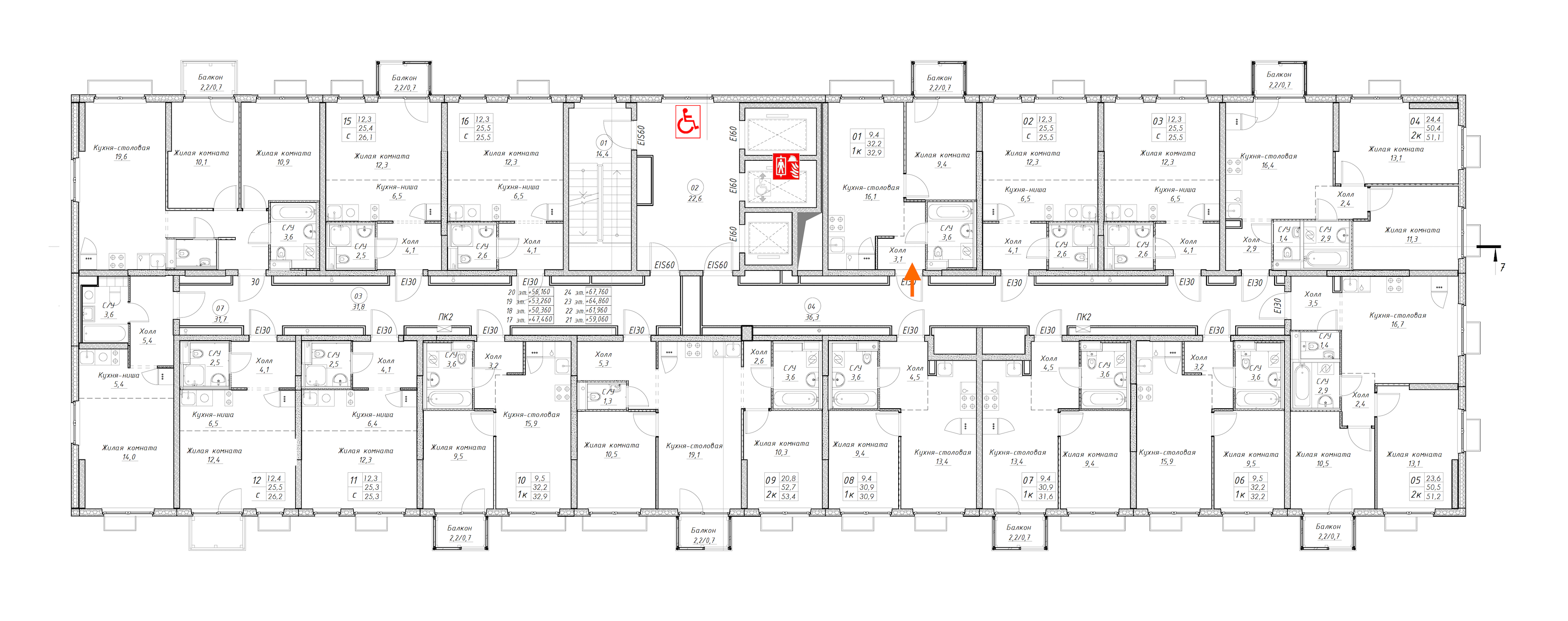1-комнатная квартира 32.9 м², 20/24 эт., ЖК «Заречный парк»